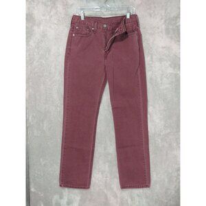 Levis Jeans 514 Mens 30x32 Red Denim Faded Straight Leg Slim Fit White Tab